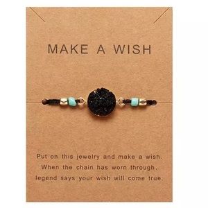Bracelet Make a Wish Friendship Druzy Stone Blue